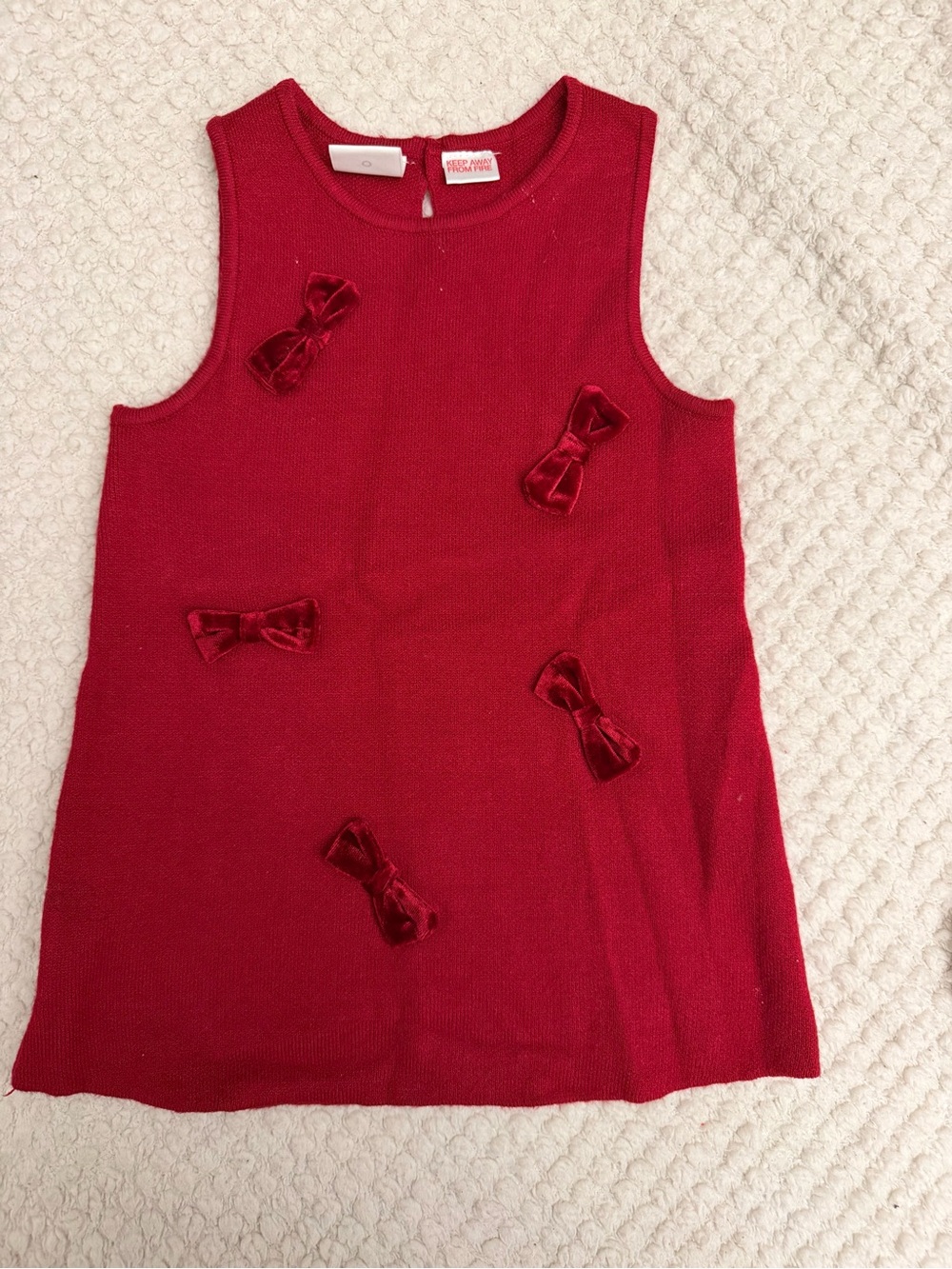 Zara Red Sleeveless Knit Tank with Velvet Bows